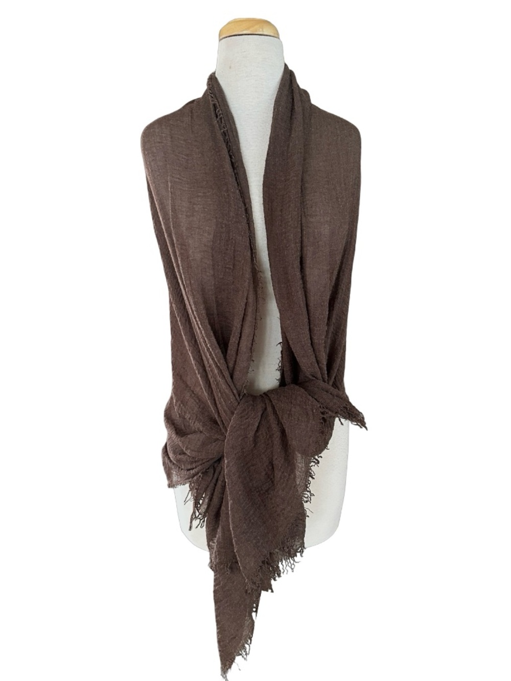 VERONA Brown Scarf  Wrap 38”x 76” Semi-Sheer Lightweight